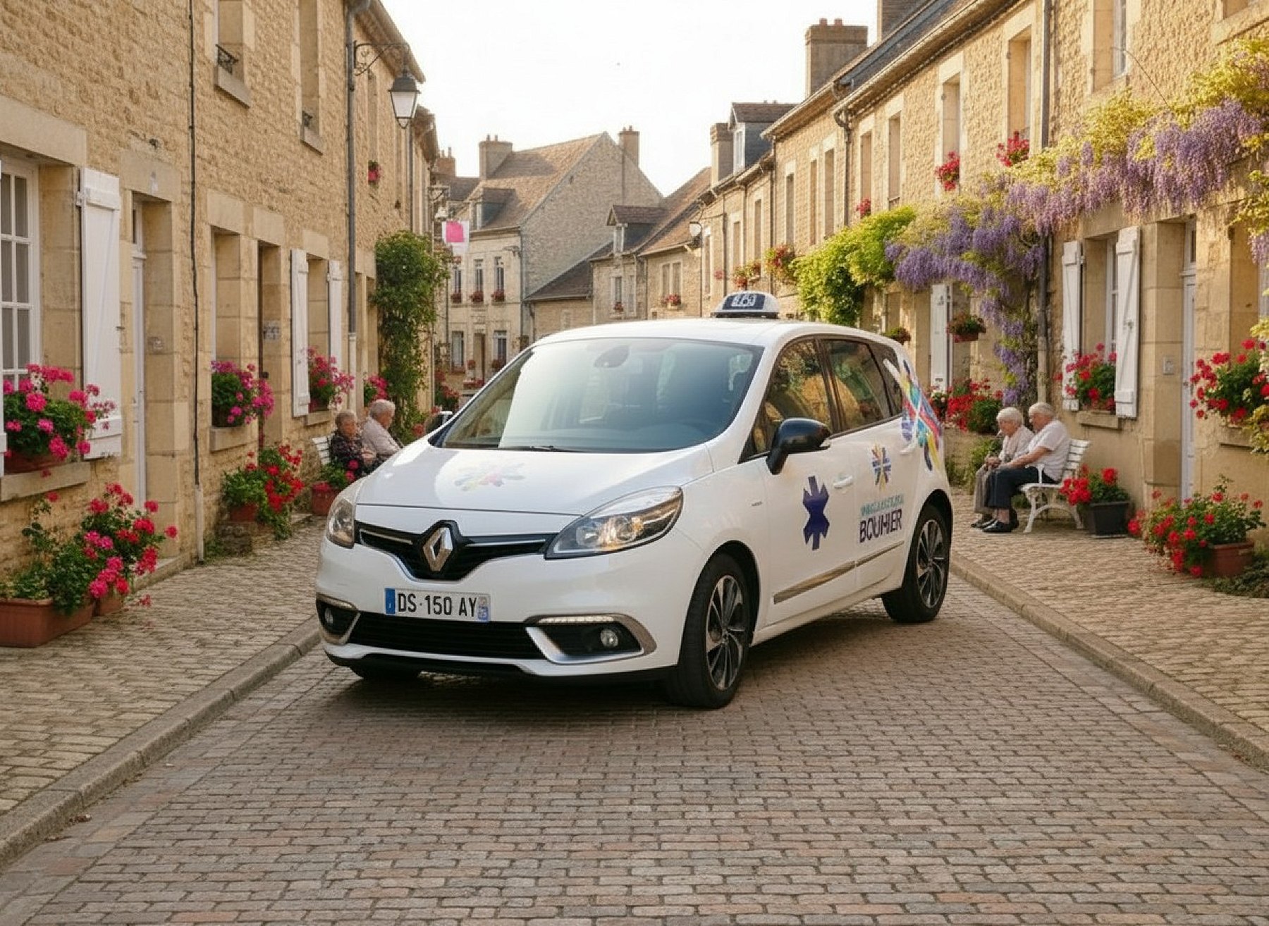 Taxi Bouhier en course locale dans un village du Sud-Vendée